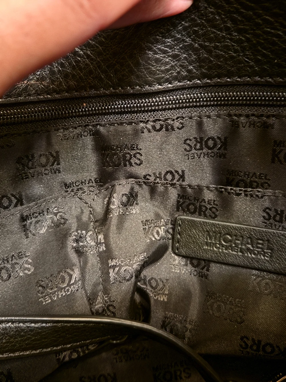 Michael Kors Black Leather Satchel with Gold Hardware
